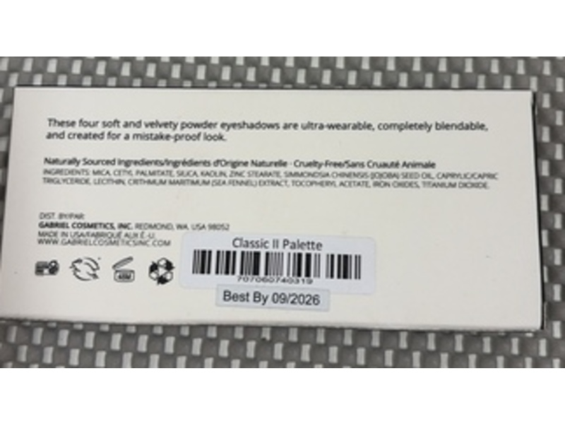 Gabriel Cosmetics Eyeshadows Palette, Classic II, 0.28 oz/7.9 g