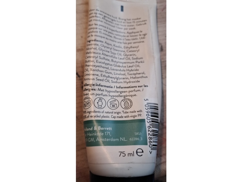 De Tuinen Facial Purifying Mask, Tea Tree,75 mL