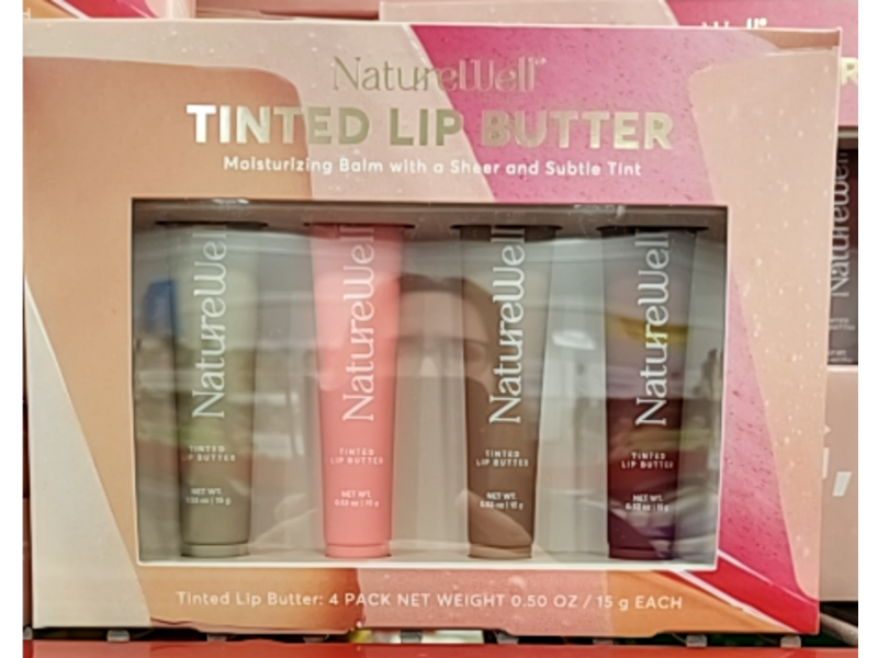 Nature Well Moisturizing Tinted Lip Butter, Cherry Crush + Vanilla Glaze + Spiced Latte & Pink Velvet, 0.50 oz/15 g, Pack Of 4