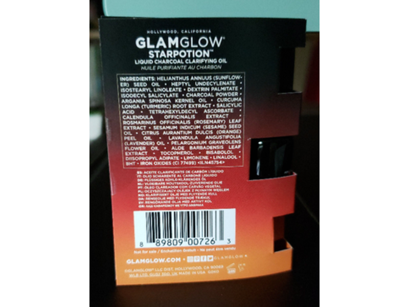GlamGlow Starpotion Liquid Charcoal Clarifying Oil, Turmeric Vitamin C, 0.13 fl oz/4 ml