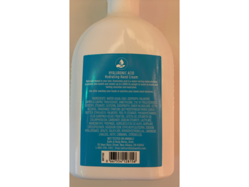 Bath & Body Works Hydrating Hand Cream, Hyaluronic Acid, 8 oz/226 g
