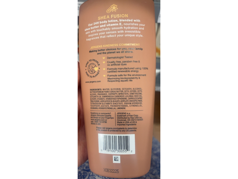 Jergens Shea Fusion Scented Body Lotion, Warm Amber, 14 fl oz/414 mL