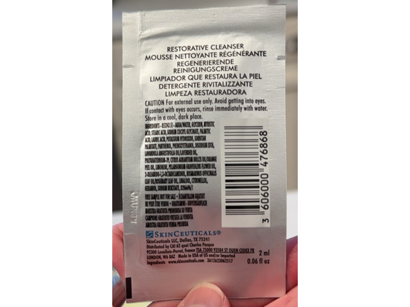 SkinCeuticals Replenishing Cleanser Cream, 0.06 fl oz/2 mL