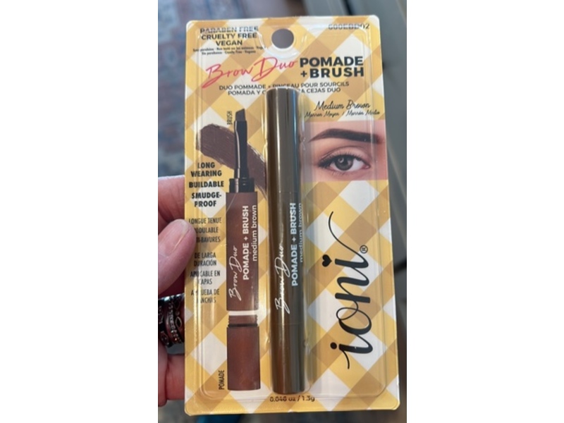 Ioni Pomade + Brush Brow Duo, Medium Brown, 0.46 oz/1.3 g
