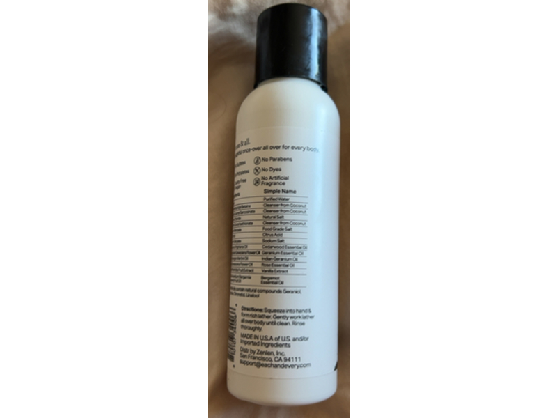 Each & Every Moisturizing Body Wash, Rose & Vanilla, 3 fl oz/89 mL