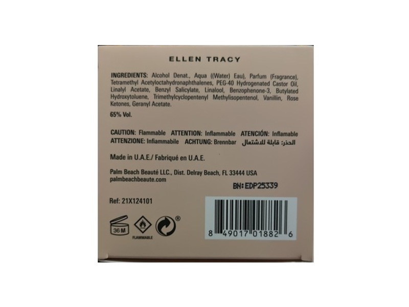 Ellen Tracy Peach Nectar Eau De Parfum, Peach Bellini & Bergamot, 3.4 fl oz/100 mL