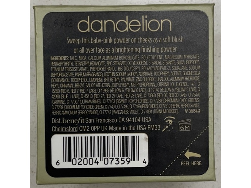 Benefit Powder Blush, Dandelion, 0.12 oz/3.5 g