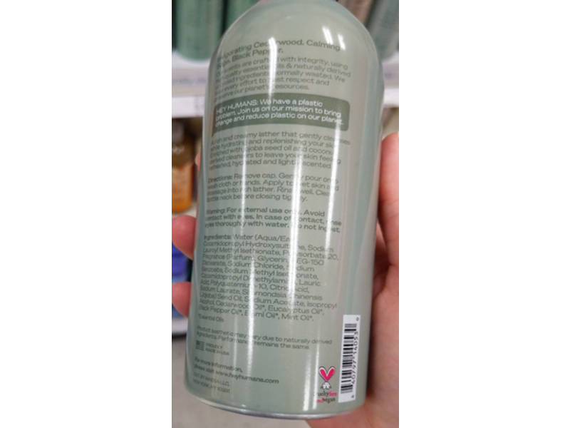 Hey Humans Naturally Derived Body Wash, Cedarwood Sage, 14 fl oz/414 mL