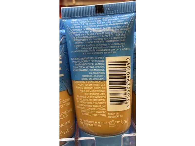 Rimmel London Moisturising Skin Tint Foundation, Kind & Free, 210 Golden Beige, 1 fl oz /30 mL