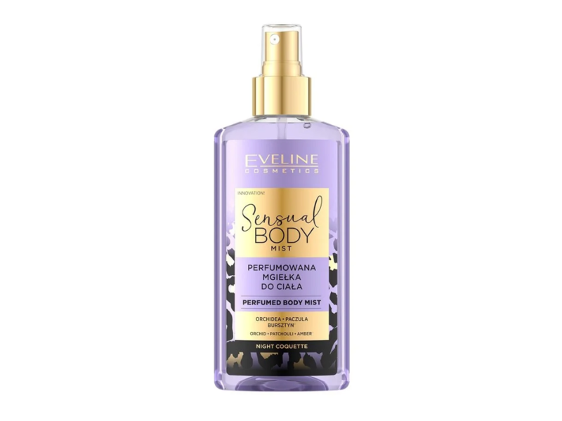 Eveline Cosmetics Sensual Body Mist, Night Coquette, Orchid, Patchouli, Amber, 5.28 fl oz/150 mL
