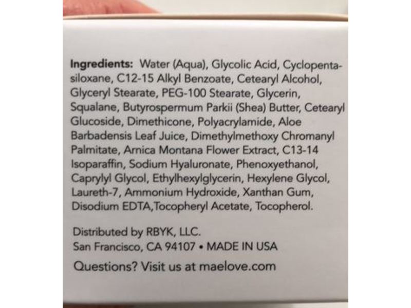 Maelove The Night Renewer Glycolic Acid Cream, 2 fl oz/59 mL