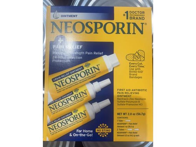 Neosporin First Aid Antibiotic Pain Relief Ointment, 2 oz/56.7 g, Pack Of 3