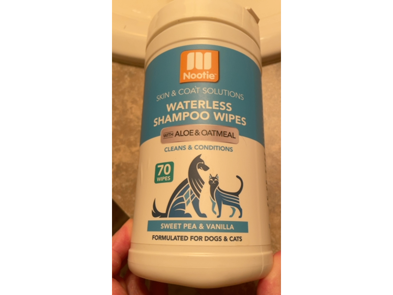 Nootie Waterless Shampoo Wipes, Aloe & Oatmeal, 70 Wipes