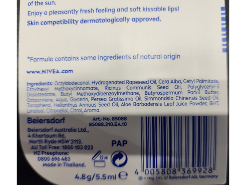 Nivea Melt In Moisture Lip Care, Hydro Care, SPF 15, 5.5 mL