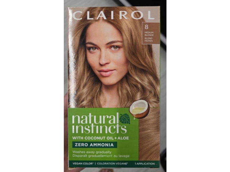 Clairol Natural Instincts Demi-Permanent Hair Dye, Coconut Oil + Aloe, 8 Medium Blonde, 1 Application