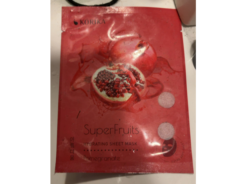 Korika Super Fruits Hydrating Sheet Mask, Pomegranate, 25 g