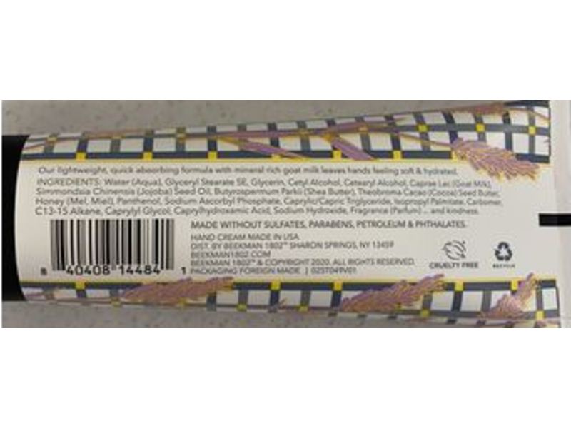 Beekman Goat Milk Hand Cream, Lavender, 3.4 fl oz/100 mL