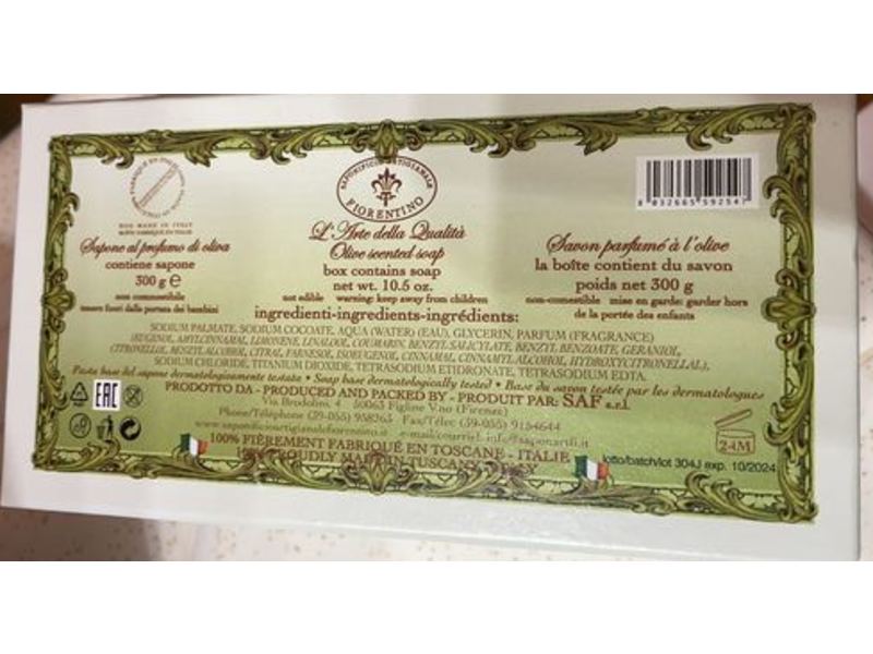 Saponificio Artigianale Fiorentino Oliva Toseana, Olive Scented Soap, 10.5 oz