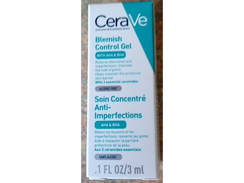 CeraVe Blemish Control Gel, Aha & Bha, 0.1 fl oz/3 mL