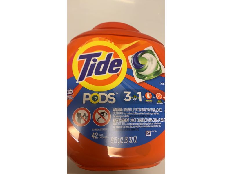 Tide Pods 3-In-1 Laundry Detergent, Original, 34 oz/967 g, 42 Pacs