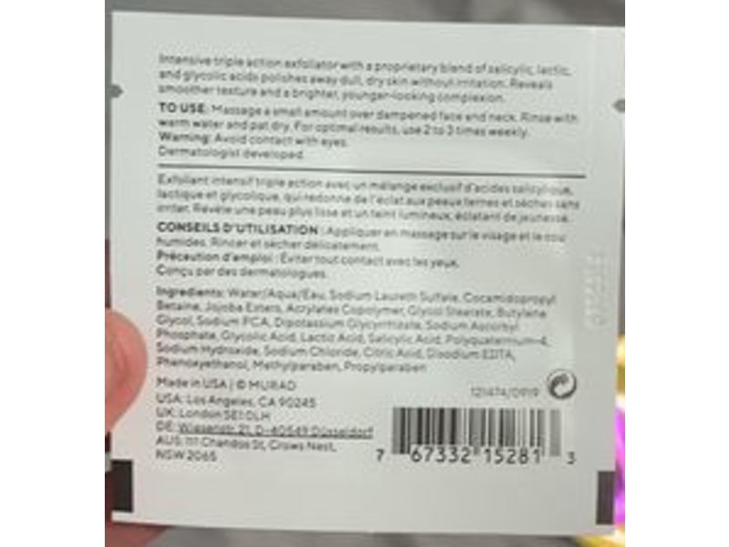 Murad AHA/BHA Exfoliating Cleanser, 0.05 fl oz/1.5 mL