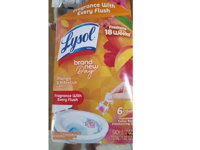 Lysol Click Gel Automatic Toilet Bowl Cleaner, Mango & Hibiscus Scent, 0.17 oz/5 g, 6 Count