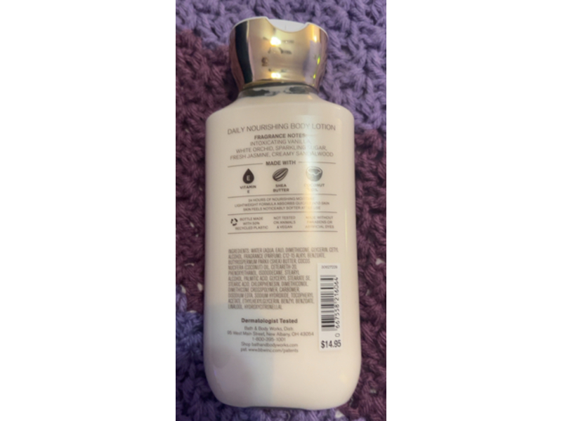 Bath & Body Works Warm Vanilla Sugar Daily Nourishing Body Lotion, Shea Butter + Coconut Oil, 8 fl oz/236 mL