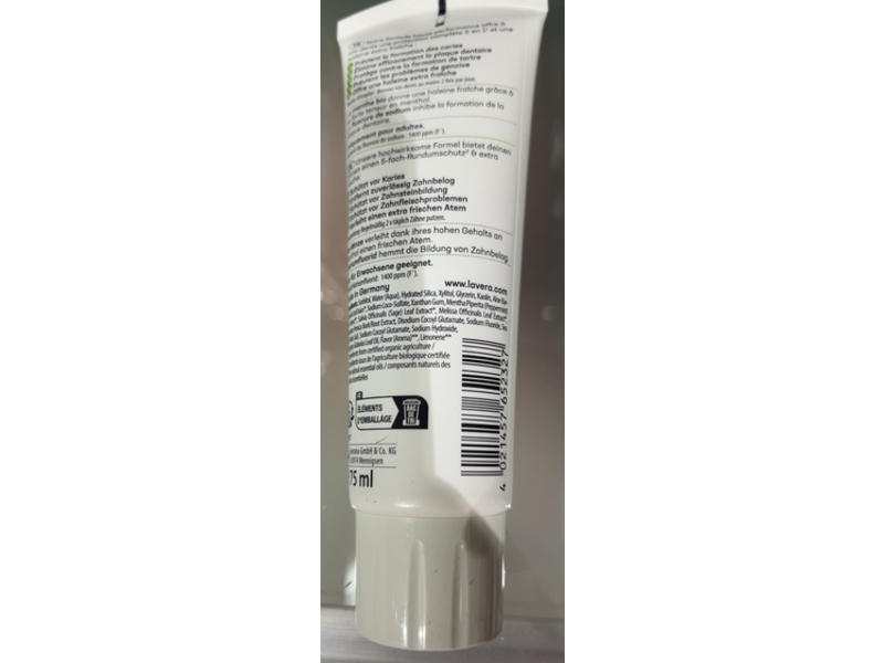 Lavera Naturkosmetik Complete Care Toothpaste, Mint & Sodium Fluoride, 75 mL