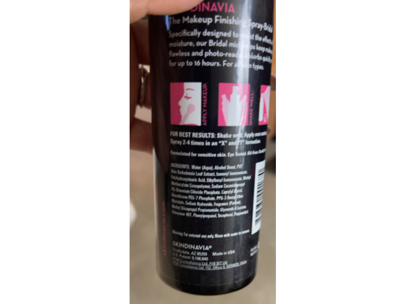 Skindinavia Makeup Finish Spray, Bridal, 0.66 fl oz/20 mL