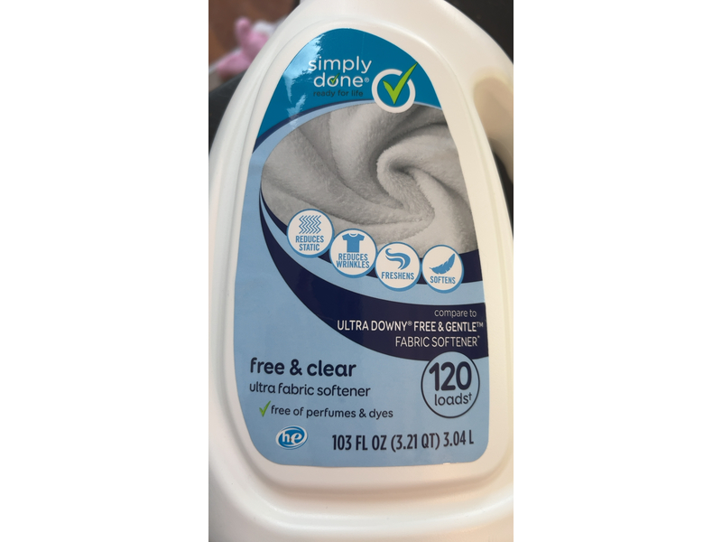 Simply Done Ultra Fabric Softener, Free & Clear, 120 Loads, 103 fl oz/3.04 L
