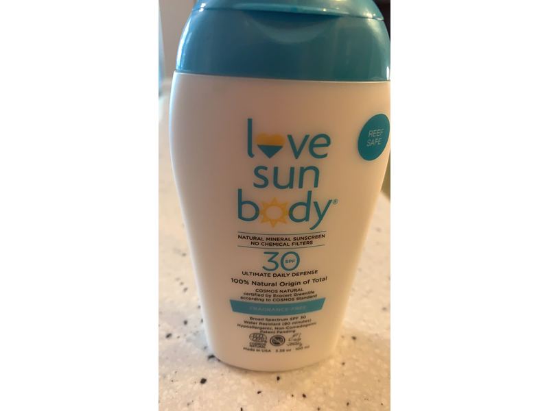 Love Sun Body 100% Natural Mineral Sunscreen SPF 30, Fragrance-Free, 3.38 oz/200 mL