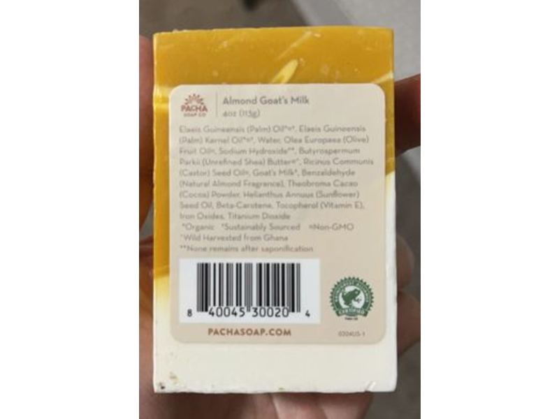 Pacha Soap Co Almond Goat Milk Bar Soap, 4 oz/113 g
