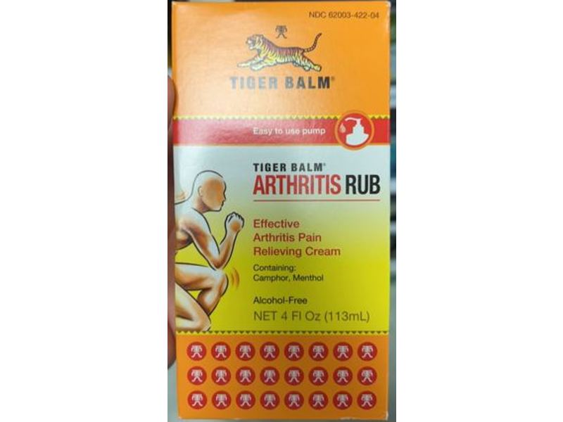 Tiger Balm Arthritis Rub Pain Relieving Cream, Alcohol Free, 4 fl oz/113 mL