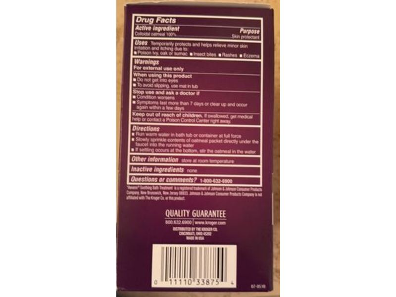 Kroger Soothe Bath Treatment, Natural Oatmeal, 12 oz/340 g, Pack of 8