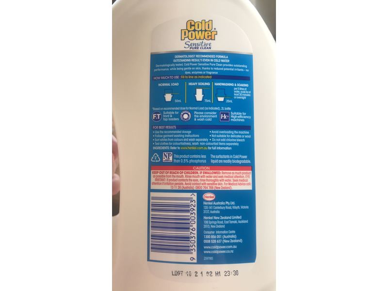 Cold Power Sensitive Pure Clean, 2 L, 40 Count