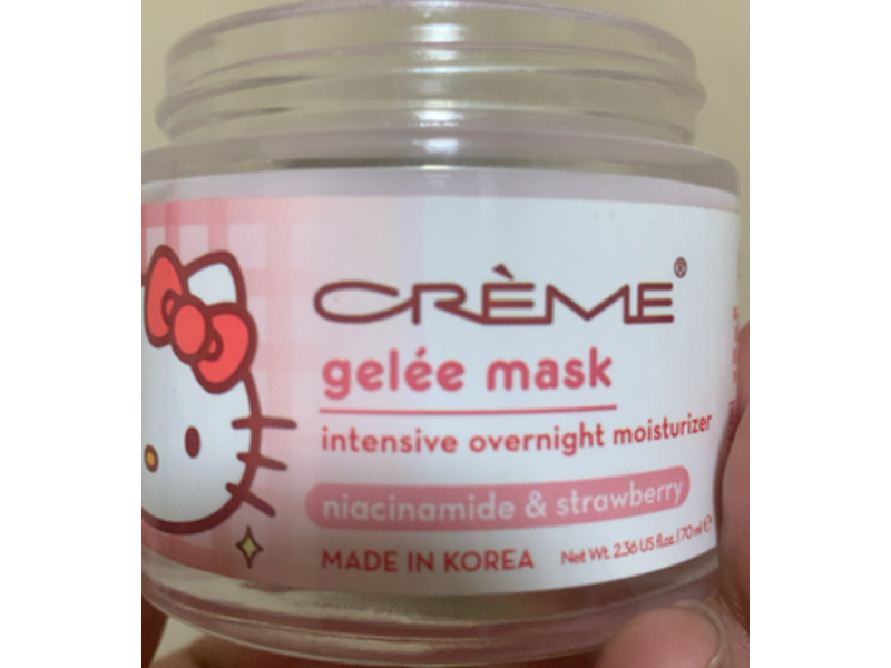 The Creme Shop Hello Kitty Klean Beauty Intensive Overnight Moisture Gelee Mask, Niacinamide & Strawberry, 2.36 fl oz/70 mL