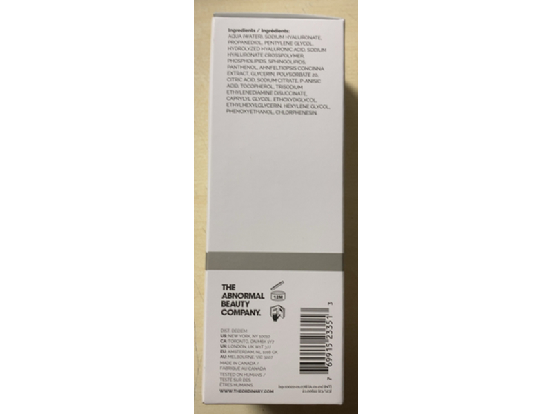 The Ordinary Hydrators & Oils, Hyaluronic Acid +B5, 4 fl oz/120 mL