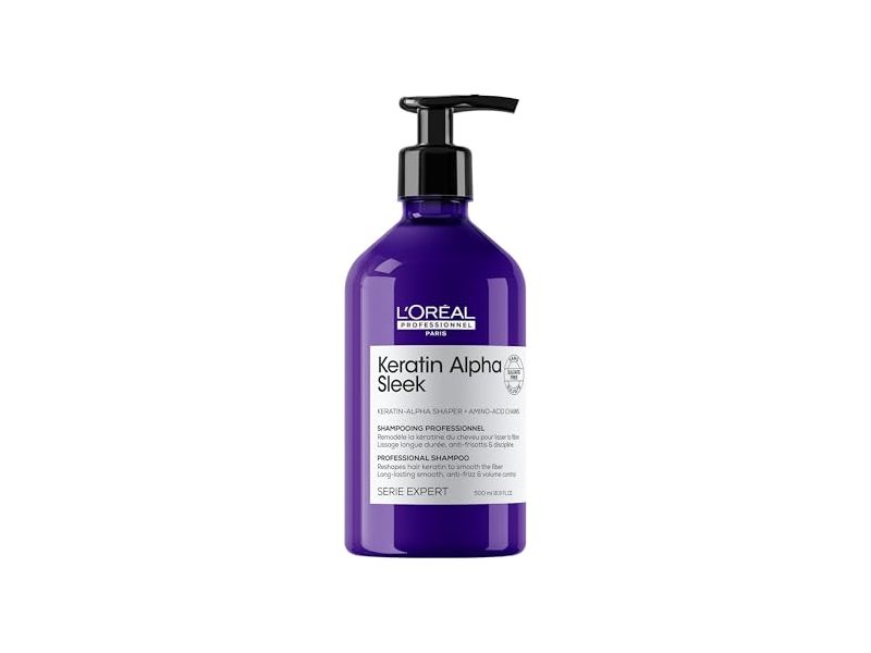 L'Oréal Professionnel Keratin Alpha Sleek Professional Shampoo, 16.9 fl oz/500 mL