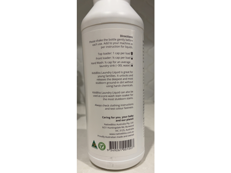 Kids Bilss Laundry Liquid, 33.8 fl oz/1 L