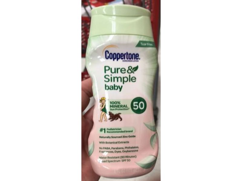 Coppertone Pure & Simple Baby Mineral Sunscreen, SPF 50, 6 fl oz/177 mL