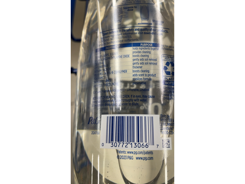 Dawn Free & Clear Dishwashing Liquid, Lemon Scent, 24.3 fl oz/718 mL