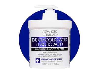 Advanced Clinicals Exfoliating Body Cream, 10% Glycolic Acid + Lactic Acid, 16 oz/454 g