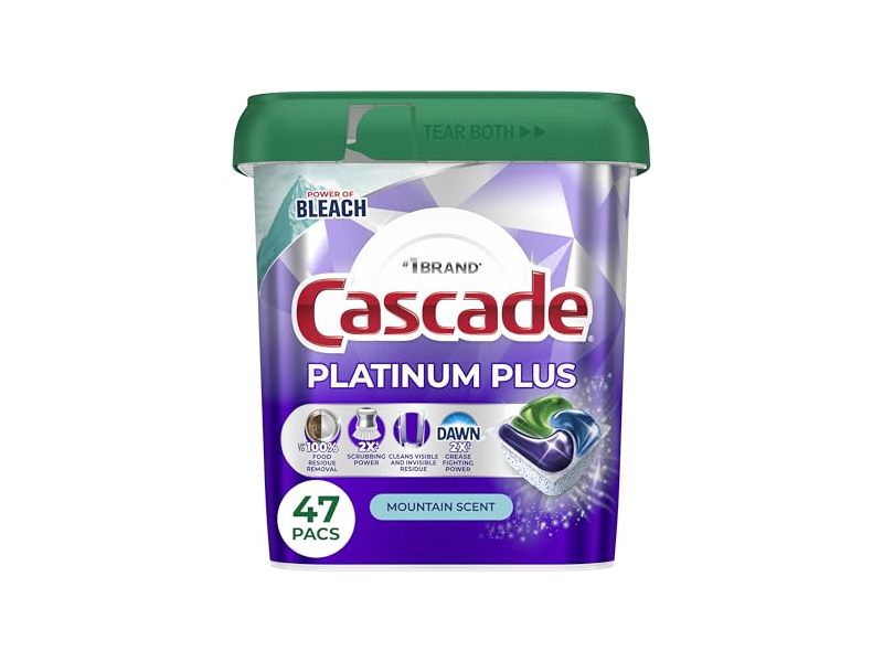 Cascade Platinum Plus Dishwasher Pods, Mountain Scent, 26.6 fl oz/754 g,47 Pacs