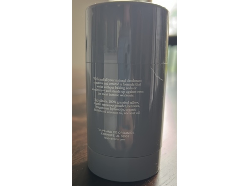 Toups & Co Organics Natural Deodorant, Unscented, 2.5 oz