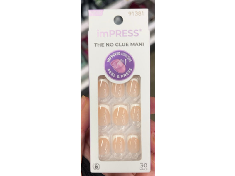 Impress The No Glue Mani Nails, Classic French, 30 Count