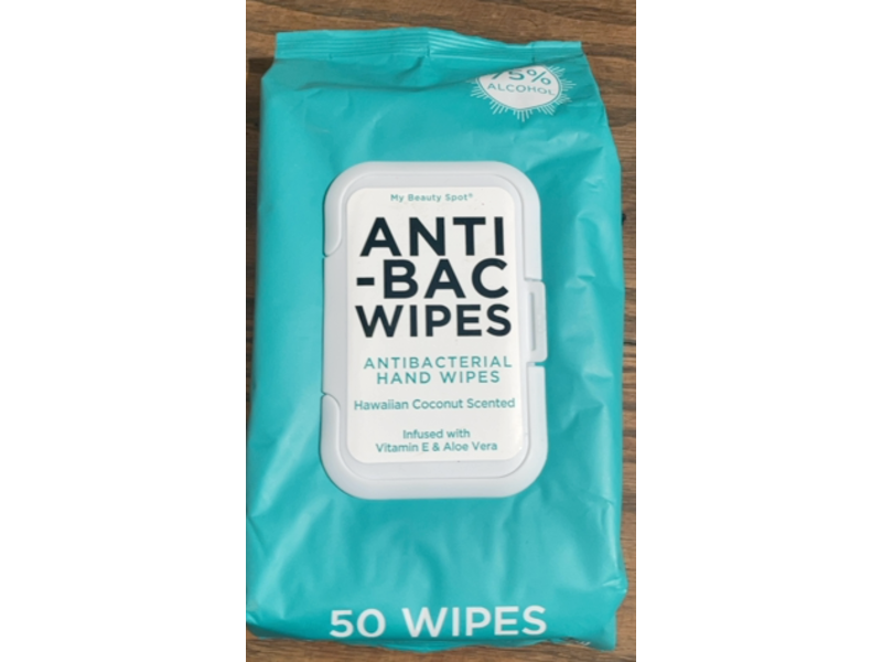 My Beauty Spot Antibacterial Hand Wipes, Hawalian Coconut Scented, 50 Count