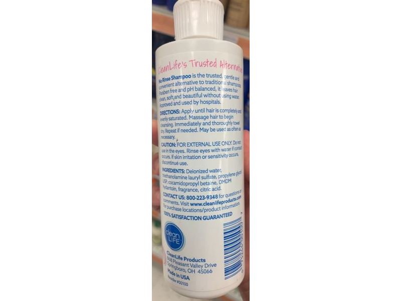 Clean Life No Rinse Shampoo, Paraben Free, 8 fl oz/236.6 mL
