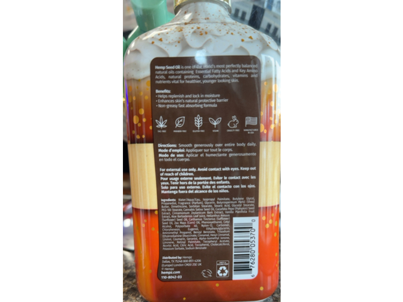 Hempz Pumpkin Spice & Vanilla Chai Herbal Body Moisturizer, 17 fl oz/500 mL