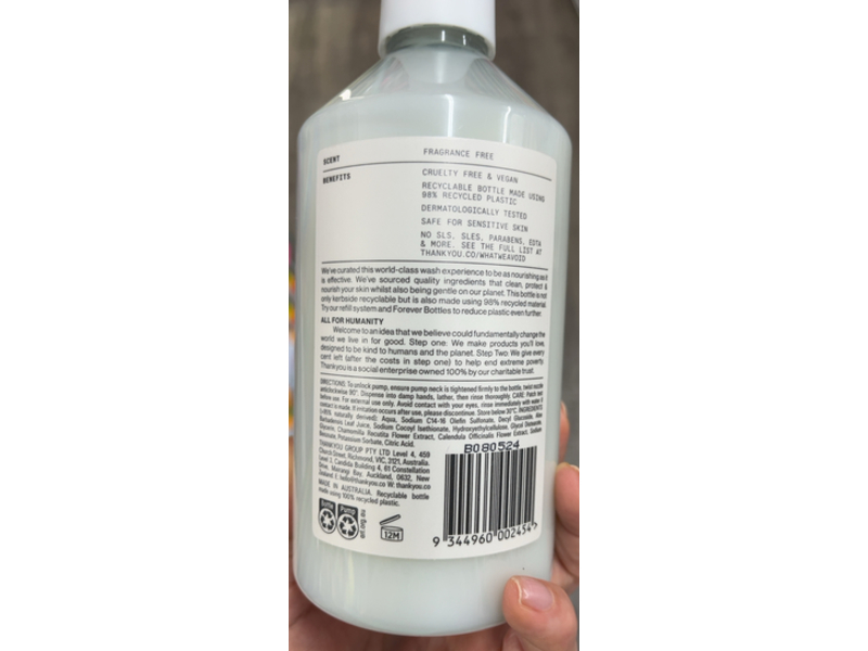 Thankyou Sensitive Hand Wash, 500 mL