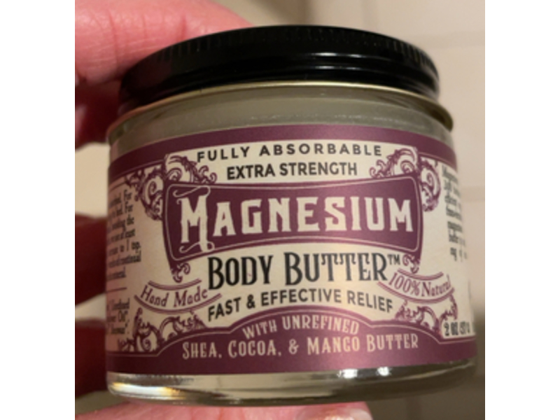 Roots & Leaves Magnesium Body Butter with Unrefined Shea, Cocoa & Mango Butter, 2 oz/57 g